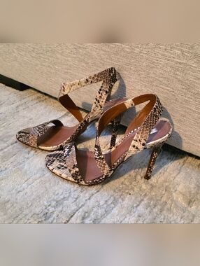 Schutz Keefa Snakeskin Slingback Heels